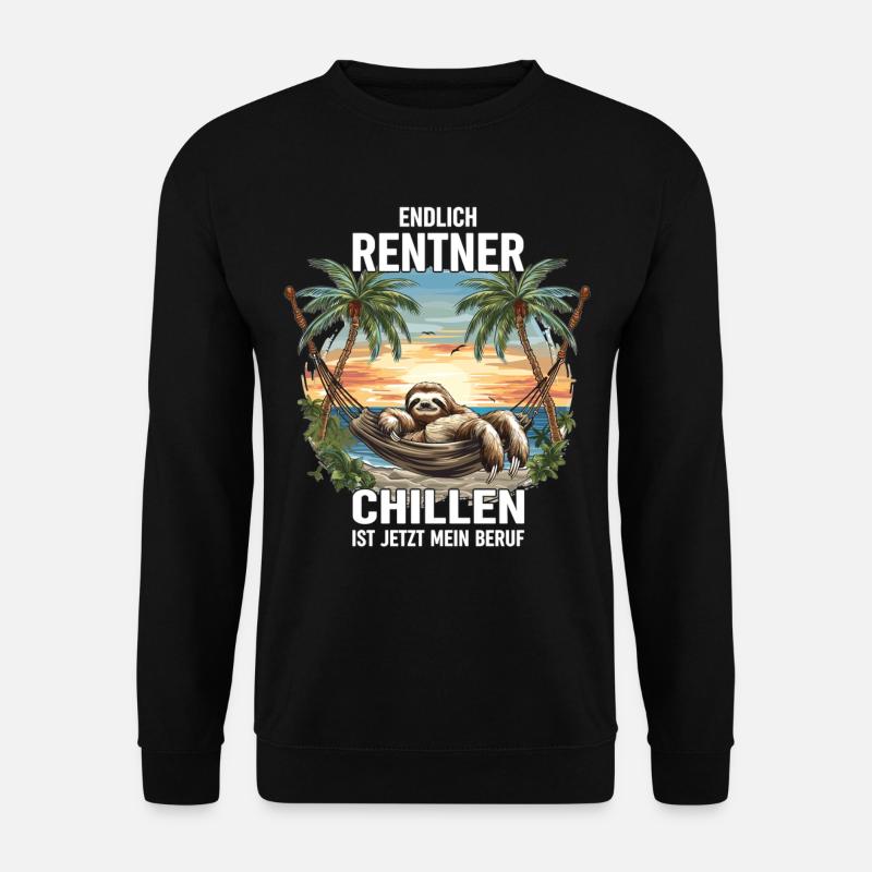 "Finally Pensioner" Chilling Sloth - Unisex Sweatshirt - black