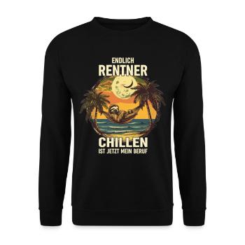 "Finally Pensioner" Chilling Sloth - Unisex Sweatshirt - black - Front - Alina (178cm) & Michal (187cm)