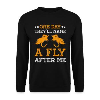 Fly Tying Fly Fishing - Unisex Sweatshirt - black - Front - Alina (178cm) & Michal (187cm)