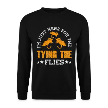 Fly Tying Fly Fishing - Unisex Sweatshirt - black - Front - Alina (178cm) & Michal (187cm)