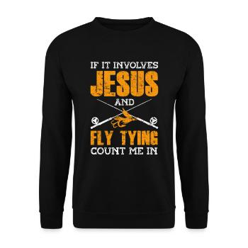 Fly Tying Fly Fishing - Unisex Sweatshirt - black - Front - Alina (178cm) & Michal (187cm)