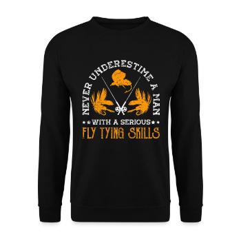 Fly Tying Fly Fishing - Unisex Sweatshirt - black - Front - Alina (178cm) & Michal (187cm)