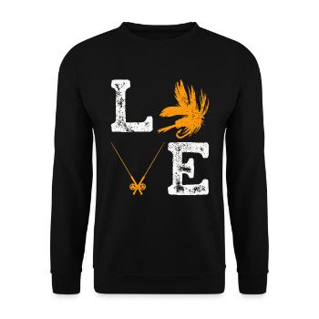 Fly Tying Fly Fishing - Unisex Sweatshirt - black - Front - Alina (178cm) & Michal (187cm)
