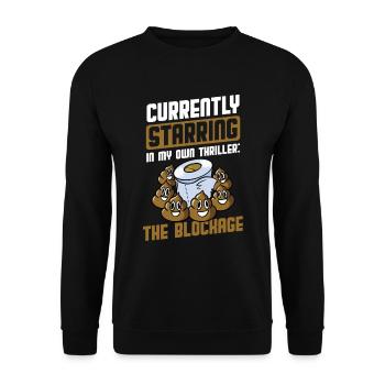 Lustige "0 Tage Seit Ich Zuletzt Gekackt - Unisex Pullover - Schwarz - Vorne - Alina (178cm) & Michal (187cm)