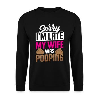 Drôle '0 jours depuis que j’ai fait caca pour la dernière fois - Sweat-shirt Unisexe - noir - Devant - Alina (178cm) & Michal (187cm)