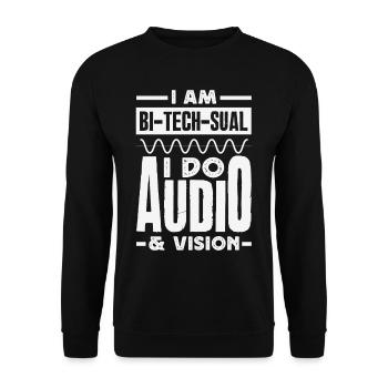 Funny Audiovisual Technician AV Tec - Unisex Sweatshirt - black - Front - Alina (178cm) & Michal (187cm)