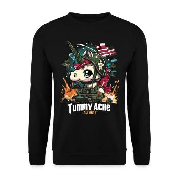 Funny Unicorn Meme Stomach Ache - Unisex Sweatshirt - black - Front - Alina (178cm) & Michal (187cm)