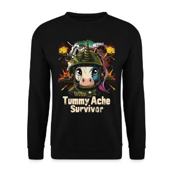 Funny Unicorn Meme Stomach Ache - Unisex Sweatshirt - black - Front - Alina (178cm) & Michal (187cm)