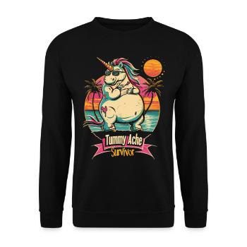 Funny Unicorn Meme Stomach Ache - Unisex Sweatshirt - black - Front - Alina (178cm) & Michal (187cm)