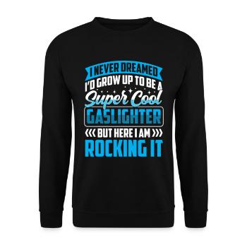 Echtes Professionelles Gaslighting - Unisex Pullover - Schwarz - Vorne - Alina (178cm) & Michal (187cm)