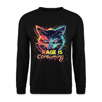 Cat Rage Consumes Me Humor Meme - Unisex Pullover - Schwarz - Vorne - Alina (178cm) & Michal (187cm)