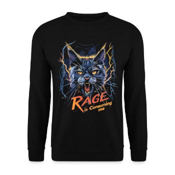 Cat Rage Consumes Me Humor Meme - Unisex Pullover - Schwarz - Vorne - Alina (178cm) & Michal (187cm)