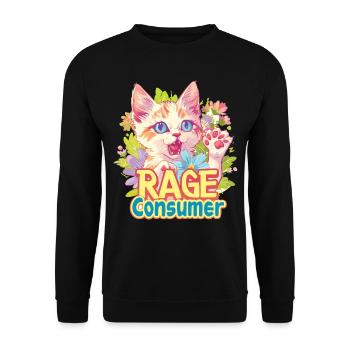 Cat Rage Consumes Me Humor Meme - Unisex Pullover - Schwarz - Vorne - Alina (178cm) & Michal (187cm)