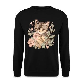 Cat Rage Consumes Me Humor Meme - Unisex Pullover - Schwarz - Vorne - Alina (178cm) & Michal (187cm)
