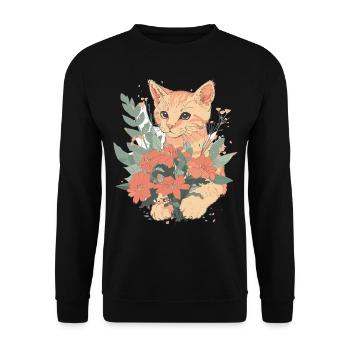 Cat Rage Consumes Me Humor Meme - Unisex Pullover - Schwarz - Vorne - Alina (178cm) & Michal (187cm)
