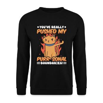 Chat Gras Gros Chat Humour Mème - Sweat-shirt Unisexe - noir - Devant - Alina (178cm) & Michal (187cm)