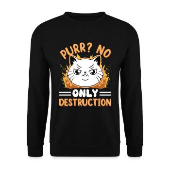 Chat Gras Gros Chat Humour Mème - Sweat-shirt Unisexe - noir - Devant - Alina (178cm) & Michal (187cm)