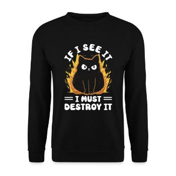 Cat Fat Fat Cat Humor Meme - Unisex Sweatshirt - black - Front - Alina (178cm) & Michal (187cm)