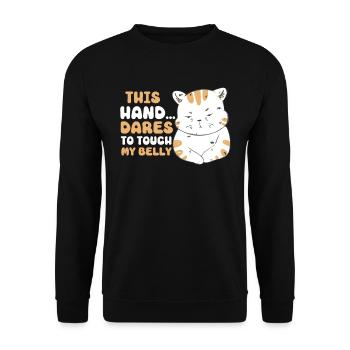 Chat Gras Gros Chat Humour Mème - Sweat-shirt Unisexe - noir - Devant - Alina (178cm) & Michal (187cm)