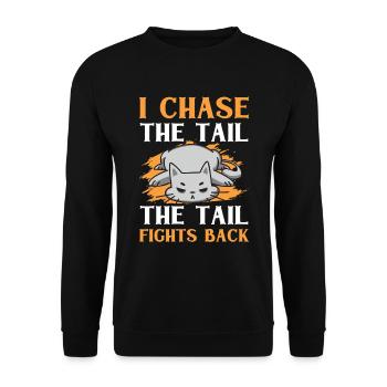 Chat Gras Gros Chat Humour Mème - Sweat-shirt Unisexe - noir - Devant - Alina (178cm) & Michal (187cm)