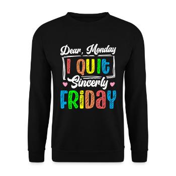 Joyeux vendredi Fri Yay École des enseignants Mème - Sweat-shirt Unisexe - noir - Devant - Alina (178cm) & Michal (187cm)