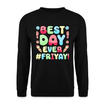 Joyeux vendredi Fri Yay École des enseignants Mème - Sweat-shirt Unisexe - noir - Devant - Alina (178cm) & Michal (187cm)
