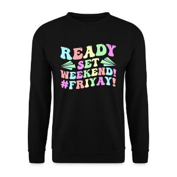 Joyeux vendredi Fri Yay École des enseignants Mème - Sweat-shirt Unisexe - noir - Devant - Alina (178cm) & Michal (187cm)