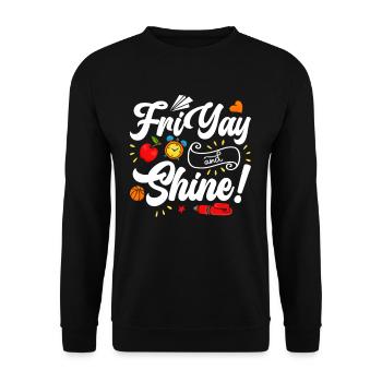 Joyeux vendredi Fri Yay École des enseignants Mème - Sweat-shirt Unisexe - noir - Devant - Alina (178cm) & Michal (187cm)