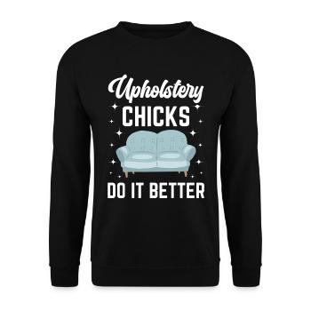 Restorer Upholstered Furniture - Unisex Sweatshirt - black - Front - Alina (178cm) & Michal (187cm)