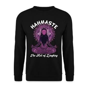 Meditation Funny Laughter Yoga - Unisex Sweatshirt - black - Front - Alina (178cm) & Michal (187cm)