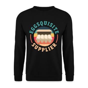 Unterstützen Sie lokale Eierhändler - Unisex Pullover - Schwarz - Vorne - Alina (178cm) & Michal (187cm)