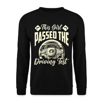 Driving School Driving Instructor - Unisex Sweatshirt - black - Front - Alina (178cm) & Michal (187cm)