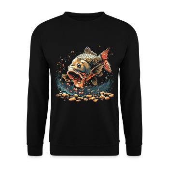 Angling Catch Fish carp fish Karpfen - Unisex Pullover - Schwarz - Vorne - Alina (178cm) & Michal (187cm)