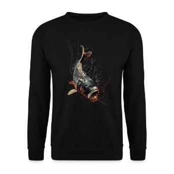 Angling Catch Fish carp fish Karpfen - Unisex Pullover - Schwarz - Vorne - Alina (178cm) & Michal (187cm)