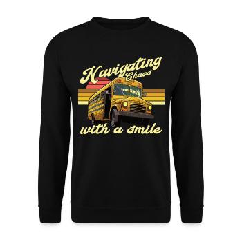 Chaos Transport School Bus Driver - Unisex Sweatshirt - black - Front - Alina (178cm) & Michal (187cm)