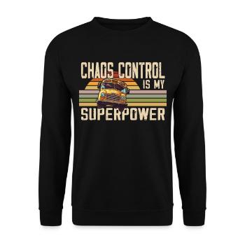 Chaos Transport Schulbusfahrer - Unisex Pullover - Schwarz - Vorne - Alina (178cm) & Michal (187cm)