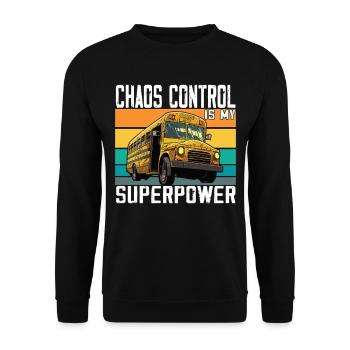 Chaos Transport Schulbusfahrer - Unisex Pullover - Schwarz - Vorne - Alina (178cm) & Michal (187cm)