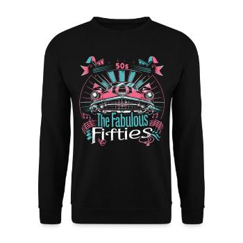 Fifties 1950s Car Music - Unisex Sweatshirt - black - Front - Alina (178cm) & Michal (187cm)