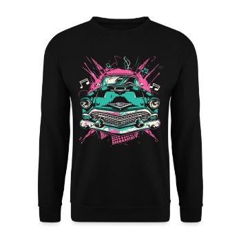 Fifties 1950s Car Music - Unisex Sweatshirt - black - Front - Alina (178cm) & Michal (187cm)