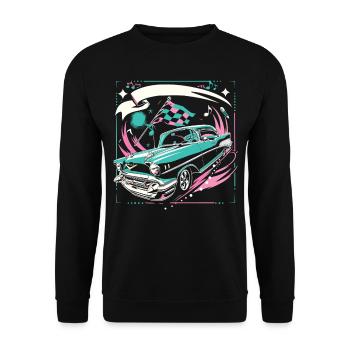 Fifties 1950s Car Music - Unisex Sweatshirt - black - Front - Alina (178cm) & Michal (187cm)