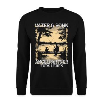 Père et fils en tant que partenaires de pêche - Sweat-shirt Unisexe - noir - Devant - Alina (178cm) & Michal (187cm)