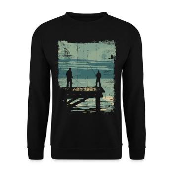Père et fils en tant que partenaires de pêche - Sweat-shirt Unisexe - noir - Devant - Alina (178cm) & Michal (187cm)