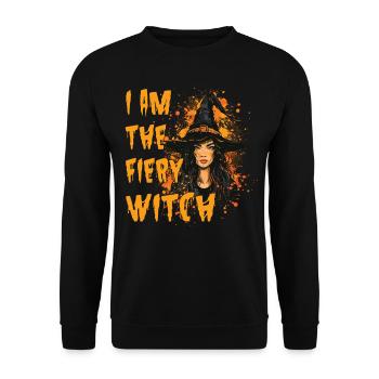 Gruselige Pin-up-hexe Halloween - Unisex Pullover - Schwarz - Vorne - Alina (178cm) & Michal (187cm)