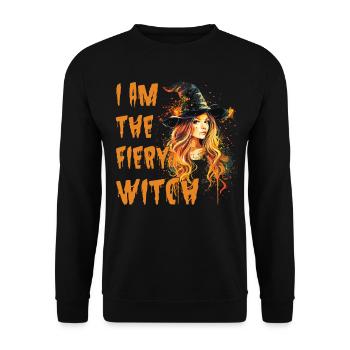 Gruselige Pin-up-hexe Halloween - Unisex Pullover - Schwarz - Vorne - Alina (178cm) & Michal (187cm)