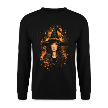 Gruselige Pin-up-hexe Halloween - Unisex Pullover - Schwarz - Vorne - Alina (178cm) & Michal (187cm)