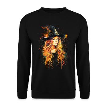 Gruselige Pin-up-hexe Halloween - Unisex Pullover - Schwarz - Vorne - Alina (178cm) & Michal (187cm)