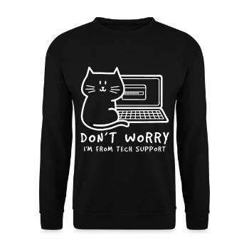 Systemadmin Cat - Unisex Sweatshirt - black - Front - Alina (178cm) & Michal (187cm)