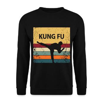 Kung Fu rétro - Sweat-shirt Unisexe - noir - Devant - Alina (178cm) & Michal (187cm)