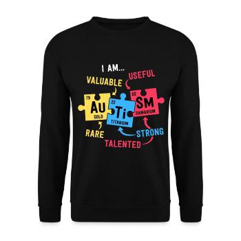Autism Awareness Shirts Men Boys Periodic Table - Unisex Sweatshirt - black - Front - Alina (178cm) & Michal (187cm)