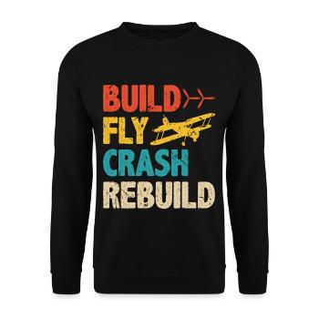 Build Fly Crash RC Plane Pilot Model Airplane - Unisex Pullover - Schwarz - Vorne - Alina (178cm) & Michal (187cm)